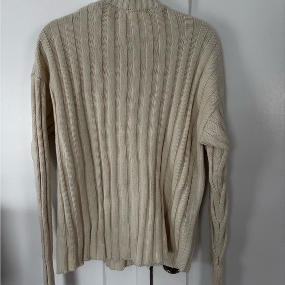 Neutral Cream Ribbed Henley Sweater - Picture 3 of 5